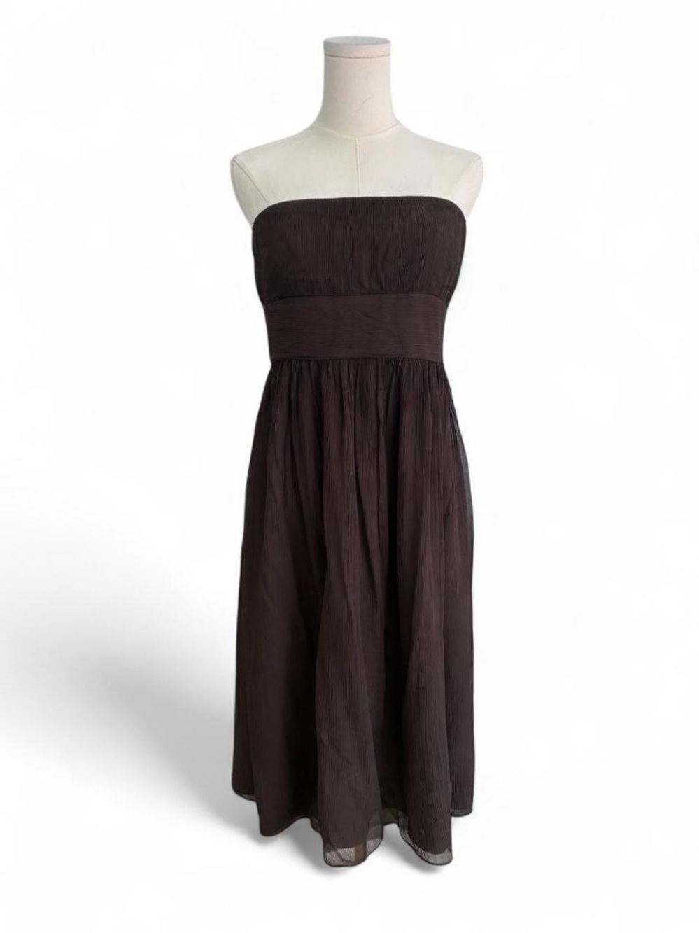 Brown Strapless Midi Dress